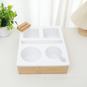 Caja de almacenamiento de silicona suave para escritorio de madera, 29,6x24,6x7,5 cm, con compartimentos para organización de escritorio de oficina - Product Image 1