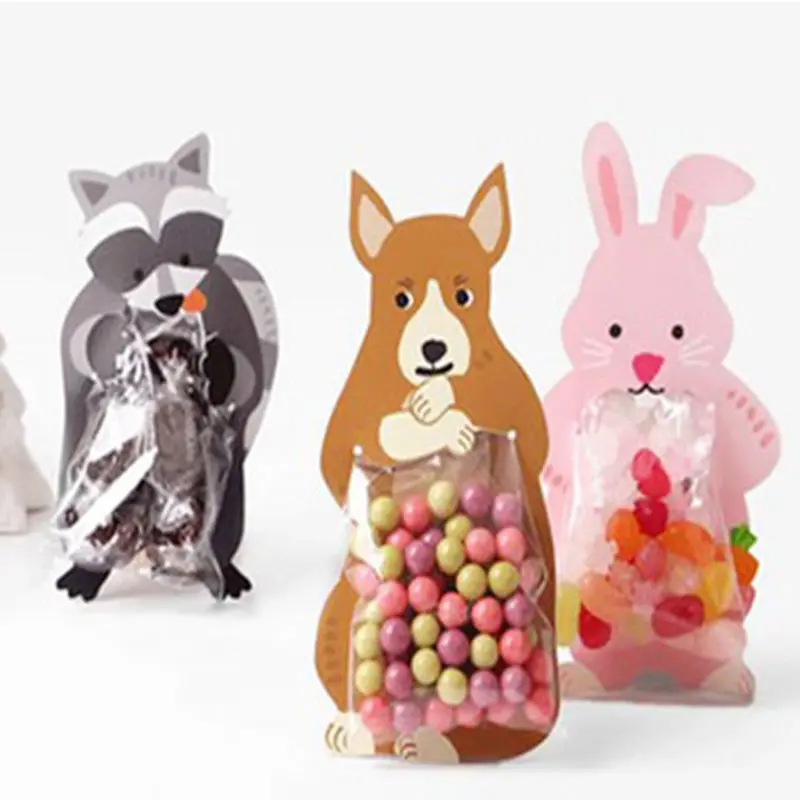 Embalagem de doces de festa na selva, design de animais, saco de doces de <span class=keywords><strong>plástico</strong></span>
