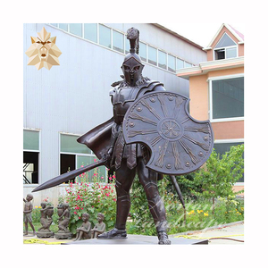 Tay Ngoài Trời Khắc Cuộc Sống Kích Thước Kim Loại Nghệ Thuật Bronze Thời Trung Cổ Hiệp Sĩ Giáp Hiệp Sĩ Với Ngựa Tượng Điêu Khắc - Product Image 5