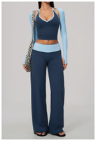 Ensemble de sport et yoga 3 pièces pour femme : Soutien-gorge de sport dos nu, Boléro à manches longues et Legging taille haute à jambe large