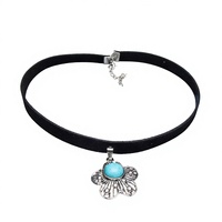 Collier en alliage tendance le plus vendu, pendentif demi-soleil en bambou simple et élégant avec turquoise, cadeau pour petite amie