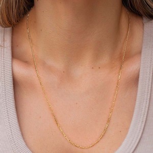 RINNTIN-Cadena <span class=keywords><strong>de</strong></span> oro <span class=keywords><strong>de</strong></span> 18 quilates para hombre, joyería <span class=keywords><strong>de</strong></span> hiphop, plata esterlina 925, 3,3mm, collar <span class=keywords><strong>de</strong></span> cadena <span class=keywords><strong>Figaro</strong></span> con corte <span class=keywords><strong>de</strong></span> diamante - Product Image 4