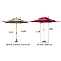 Parasol de marché FEAMONT en acier de qualité commerciale avec manivelle manuelle et base robuste pour restaurants et cafés en plein air