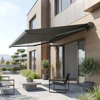 Auvent rétractable électrique de luxe moderne pour l'extérieur avec option d'éclairage LED intégré pour les zones extérieures d'hôtels et de complexes hôteliers