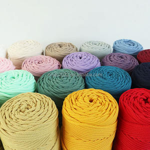 Panier de rangement tricoté à la main en fil de t-shirt mélangé et fil de polyester pour la décoration intérieure, la broderie et le tricot à haute température - Product Image 6