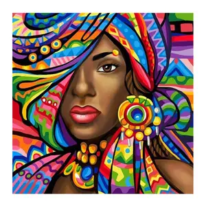 Alta Qualidade Diamante Pintura Retrato Mulher Africana Design Moderno Mosaico Lona Acrílica Para Home Decor Para Adultos