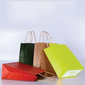 Custom Logo Printed Colorful Kraft Paper Bags with Handles for Gift Shopping Sweet Food Paper Gift Bags