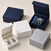 Boîte à couvercle magnétique en carton texturé avec coussinet en velours pour collier, bracelet, boutons de manchette – Prête pour la présentation en showroom