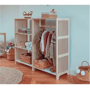 Современный домашний декор стиль Монтессори Мебель Полка уход за гардеробом детский деревянный гардероб