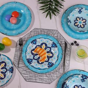 Table décorative <span class=keywords><strong>de</strong></span> nouveau Design 12 pièces bleu jaune sans BPA 11 pouces 100% mélamine pour 4 <span class=keywords><strong>personnes</strong></span> - Product Image 3