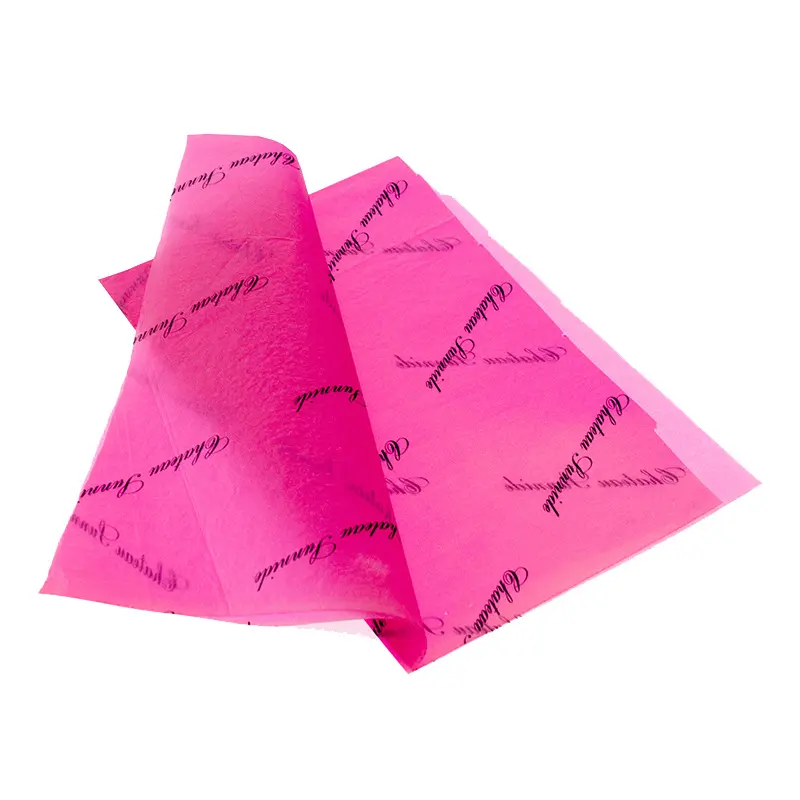 Logo imprimé personnalisé, papier rose, feuille d'or, papier de soie 17 g/m² pour emballage cadeau