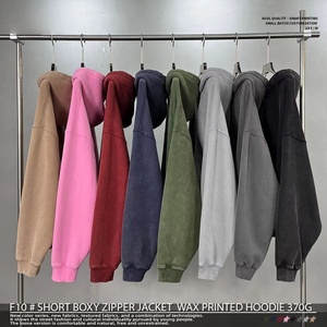 เสื้อฮู้ดซิปแบบสั้นทรงบ็อกซี่ พิมพ์ลายแว็กซ์ ผลิตตามสั่ง ขายส่ง ODM OEM - Product Image 5