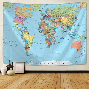 <span class=keywords><strong>Tapiz</strong></span> de Poliéster con Mapa del Mundo en Acuarela para Cubierta de Mesa, Toalla de Yoga o Playa - Product Image 1