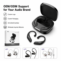 Adaptador inalámbrico de audio para auriculares HiFi con cable, con interfaz de dos pines, compatible con gancho para la oreja y micrófono.