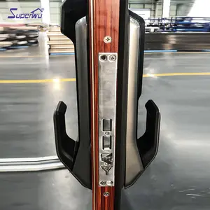 Porte commerciali in legno personalizzate Superhouse maniglia elettrica porte a battente in vetro colorato di sicurezza porte francesi in vetro per interni