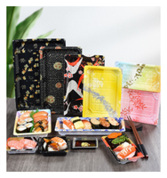 Boîte d'emballage alimentaire jetable de qualité supérieure pour sashimi japonais imprimé, de qualité alimentaire