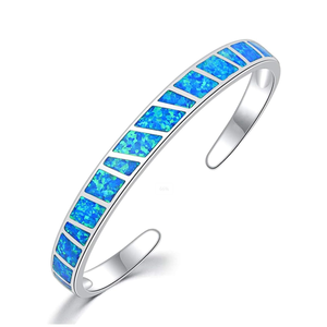 Brazaletes de moda de ópalo azul cuadrado geométrico, brazalete de joyería de alta calidad para hombres y mujeres, Pulseras de regalo de fiesta al por mayor al mejor precio - Product Image 1
