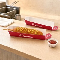 Barquettes jetables en carton pour aliments, impression personnalisée pour hot-dogs, corn-dogs, tanghulu, nachos, frites et snacks
