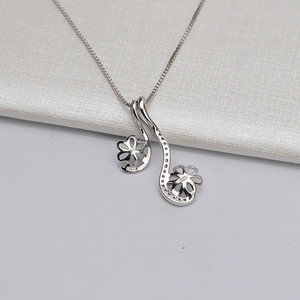 Support de pendentif double perle en argent S925 Wenchi, lot de 3 accessoires DIY pour perles, apprêts de bijoux en argent uni, modèle 14174-637 - Product Image 4