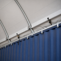 Tenda ad Arco per Container con Pannelli Trasparenti, Struttura in Acciaio PVC, Riparo per Stoccaggio Montato su Container Marittimo