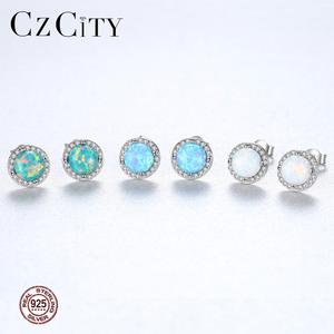 CZCITY 2024 Trendy <strong>Small</strong> Cute Opal <strong>Stud</strong> Earrings Women 925 Sterling <strong>Silver</strong> Clear Cubic Zirconia Women Ear <strong>Stud</strong> - Product Image 6