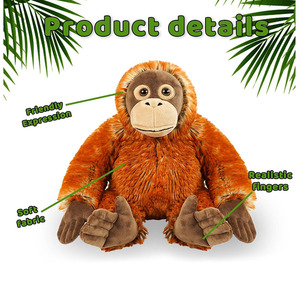 8544 Juguetes Realistas <span class=keywords><strong>de</strong></span> <span class=keywords><strong>Animales</strong></span> del Zoológico, Peluche <span class=keywords><strong>de</strong></span> Orangután Sentado <span class=keywords><strong>de</strong></span> 13 Pulgadas, Muñecos Suaves para Abrazar, Regalos <span class=keywords><strong>de</strong></span> Navidad y Cumpleaños para Niños - Product Image 3
