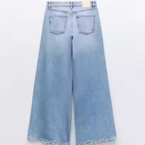 กางเกงยีนส์ทรงหลวมเอวต่ำแบบใหม่สำหรับผู้หญิง OEM ปรับแต่งได้ ทรงตรง ขากว้าง ล้างสี แฟชั่นลำลอง - Product Image 6