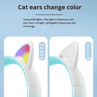 Audífonos Inalámbricos Akz-02, Nuevo Modelo, con Orejas de Gato Luminosas, Cancelación Activa de Ruido (ANC), Resistentes al Agua IPX-5, USB
