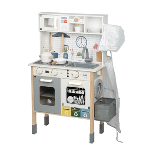 Juguetes de Cocina de Madera Multifuncionales, Juego de Simulación de Cocina Blanca con Clasificación de <span class=keywords><strong>Basura</strong></span> y Pizarra - Product Image 1