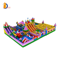 Château gonflable géant pour parc d'attractions en plein air, avec toboggan gonflable et parcours d'obstacles gonflable, provenant de Chine