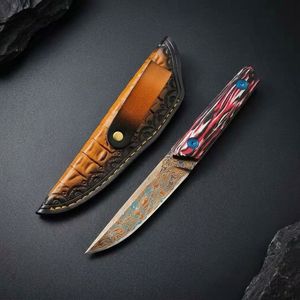 Cuchillo Multifuncional de Acero de Damasco Personalizado Tsukuyomi DIY OEM con Funda Kydex, Mango de Madera, Clip para Cinturón, Portátil, para Camping, 1 Año de Garantía - Product Image 1