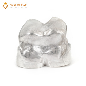 Goldleafgem Base en Blanco para Grillz de Doble Diente de Plata 925 Chapada en Platino con Incrustación de Moissanita VVS Sin Engastar, Estilo Hip Hop, Personalizable, Certificado - Product Image 1