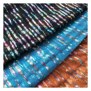 New Arrival Stretch Kint Mesh Fabric Colorful Sequin Embroidery Fabric For Garment