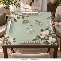 Tapis de Mahjong Yugaland en caoutchouc inodore, antidérapant, insonorisant, lavable, 31,5 pouces, 3 mm, pour soirées de cartes