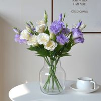 Vente en gros de fleurs artificielles en soie Eustoma Lisianthus à 3 têtes, blanches et violettes, pour la décoration de la maison, des mariages, des fêtes et des centres de table