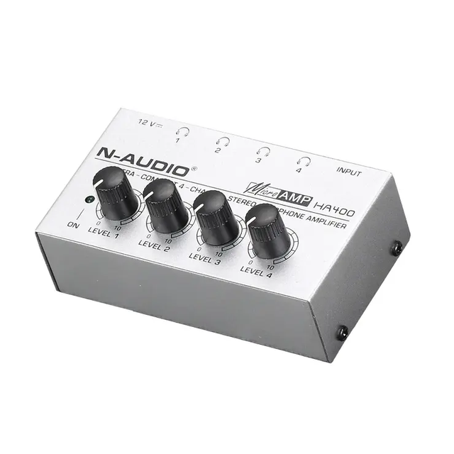 Factory Custom Logo HA400 Mini HiFi Metal Headphone Amplifier 4-Way 1U Home Monitoring Size for Receivers & Amplifiers