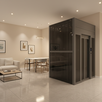 Ascenseur domestique moderne avec contrepoids arrière, cabine en verre, pour villa familiale