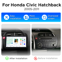 Radio Junsun con Carplay y Android Auto Inalámbrico para Honda Civic Hatchback 2005-2011, Reproductor de DVD para Auto, Estéreo Multimedia 2 DIN