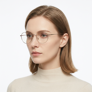 Lunettes rondes unisexe anti-lumière bleue à monture intégrale en acier inoxydable de haute qualité avec branches en titane et verres AC – Tendances RTS 2026 - Product Image 3