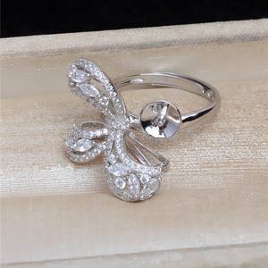 Base para Anillo de Plata S925, Base Abierta para Anillo con 10-12 Aberturas, Base para Anillo de Perlas Abierta JG5426, Base Vacía para Perlas Sueltas - Product Image 4