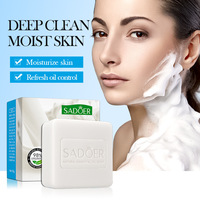 Savon Solide Artisanal au Lait de Chèvre et Huiles Essentielles SADOER, Nettoyage Profond, Hydratant, Doux, Nourrissant pour Visage et Corps