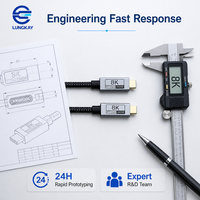 Kabel USB 4 Tipe C Kustom LUNGKAY 40Gbps 240W 8K untuk Transmisi Video, Peralatan Elektronik, Pengukuran Eksperimental