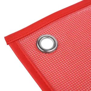 Bandera de seguridad reflectante de tamaño personalizado, antiarrugas, impresa en serigrafía, para camiones de construcción y remolques, de malla roja, con ojales - Product Image 3