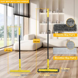 <span class=keywords><strong>Balai</strong></span> à poussière avec panneau <span class=keywords><strong>pliable</strong></span> à 90 ° unique, manche de 52 pouces de long, <span class=keywords><strong>balai</strong></span> à plancher plat sec et humide, escalier, vinyle, carrelage, stratifié - Product Image 6