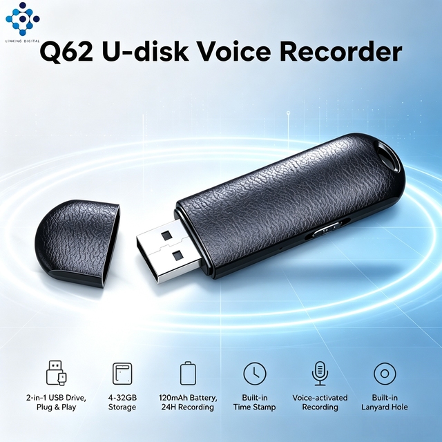 Q62 AIO Voice Recorder Audio Recorder Audio Guest Book Usb Flash Drive Audio Recorder for Meeting Interview Lecture Voice Memo