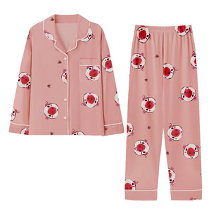 <span class=keywords><strong>Pigiama</strong></span> da <span class=keywords><strong>Donna</strong></span> Stile Ragazza Dolce con Simpatico Maialino Cartone Animato, Completo Autunnale Morbido <span class=keywords><strong>e</strong></span> Adorabile con Cardigan <span class=keywords><strong>e</strong></span> Pantaloni, in Poliestere <span class=keywords><strong>e</strong></span> Seta di Latte - Product Image 5