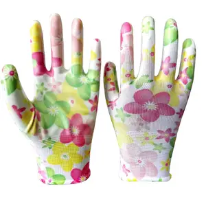 Wholesale Cheap Construction Multicolor Polyester Nitrile Comfortable and wear-resistant Garden Work Protective Gloves