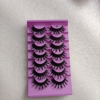 10 paires de faux cils en cheveux synthétiques, style œil de chat, 15 mm, volume 3D, avec logo et boîte personnalisés