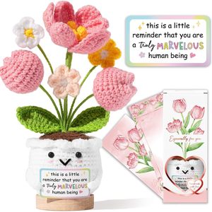 <span class=keywords><strong>Poupée</strong></span> tulipe en laine tricotée pour décoration de bureau sur base blanche, faite à la main au crochet RY-ZW-006 - Product Image 2