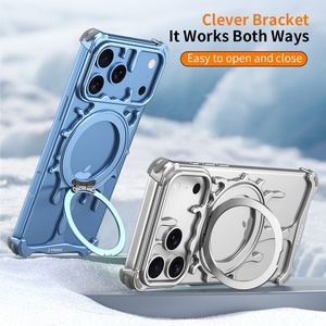 เคสโทรศัพท์แม่เหล็กแบบไร้ขอบ อลูมิเนียมอัลลอยด์สั่งทำพิเศษ สำหรับ iPhone 18 14 15 16 17 Pro Max พร้อม 360 °   ฝาครอบกันกระแทกแบบมีขาตั้ง - Product Image 3